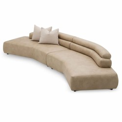Gebogenes Luxus Wohnzimmer Hotel Büro Sofa Beige Schwarz