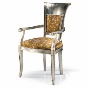 Casa Padrino Sedia Barocco di Lusso con Braccioli Argento / Marrone A. 98 cm - Fatto in Italia Casa Padrino Sedia Barocco di Lusso con Braccioli Argento / Marrone A. 98 cm - Fatto in Italia