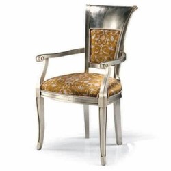 Casa Padrino Chaise Baroque de Luxe avec Accoudoirs Argent / Marron H. 98 cm - Fabriquée en Italie Casa Padrino Chaise Baroque de Luxe avec Accoudoirs Argent / Marron H. 98 cm - Fabriquée en Italie