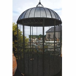Casa Padrino Art Nouveau Garden Birdhouse Black / Silver Ø 200 x H. 300 cm - Nostalgic Birdhouses