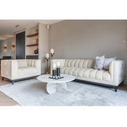 Casa Padrino luxury marble coffee table white Ø 90 cm - Luxury living room furniture