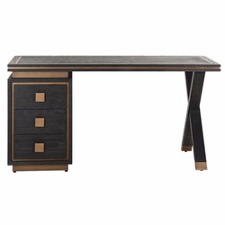 Casa Padrino scrivania di lusso con 3 cassetti nero antico / bronzo 150 cm - Mobili per ufficio