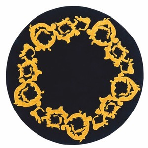 Casa Padrino tappeto di lusso in lana nero / oro Ø 175 cm - Interni di lusso Casa Padrino tappeto di lusso in lana nero / oro Ø 175 cm - Interni di lusso