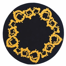 Casa Padrino Luxury Wool Carpet Black / Gold Ø 175 cm - Luxury Interior Casa Padrino Luxury Wool Carpet Black / Gold Ø 175 cm - Luxury Interior