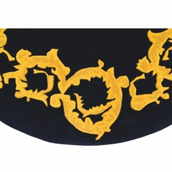 Casa Padrino Luxury Wool Carpet Black / Gold Ø 175 cm - Luxury Interior Casa Padrino Luxury Wool Carpet Black / Gold Ø 175 cm - Luxury Interior
