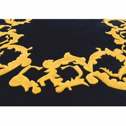 Casa Padrino Luxury Wool Carpet Black / Gold Ø 175 cm - Luxury Interior Casa Padrino Luxury Wool Carpet Black / Gold Ø 175 cm - Luxury Interior