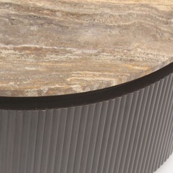 Casa Padrino table basse de luxe avec plateau en travertin marron 90 cm - Mobilier de salon