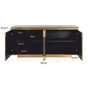 Casa Padrino Luxus Sideboard mit 4 Türen und Marmorplatte Gold / Schwarz 184 cm