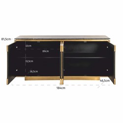 Casa Padrino buffet de luxe avec 4 portes et plateau en marbre or / noir 184 cm