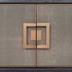Casa Padrino Luxus TV Schrank Schwarz / Grau / Messing 185 cm - Wohnzimmer & Hotel Möbel