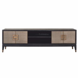 Casa Padrino Luxury TV Cabinet Black / Gray / Brass 185 cm - Living Room & Hotel Furniture