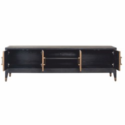 Casa Padrino Luxury TV Cabinet Black / Gray / Brass 185 cm - Living Room & Hotel Furniture
