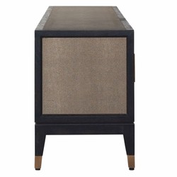 Casa Padrino Luxury TV Cabinet Black / Gray / Brass 185 cm - Living Room & Hotel Furniture