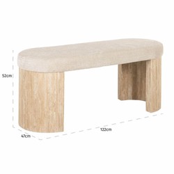 Casa Padrino banc de luxe beige 120 cm - Meubles de salon et d'hôtel
