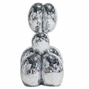 Casa Padrino Deko Skulptur Ballon Hund Silber 130 cm - Große Deko Figur
