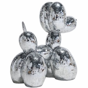 Casa Padrino Deko Skulptur Ballon Hund Silber 130 cm - Große Deko Figur