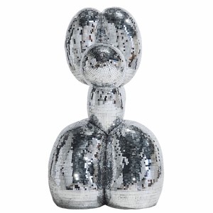 Casa Padrino Deko Skulptur Ballon Hund Silber 130 cm - Große Deko Figur