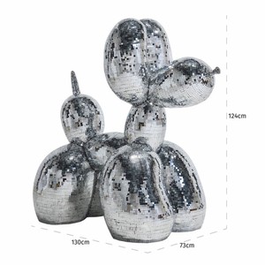 Casa Padrino Deko Skulptur Ballon Hund Silber 130 cm - Große Deko Figur