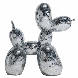 Casa Padrino Sculpture Décorative Chien Ballon Argent 130 cm - Grande Figurine Décorative