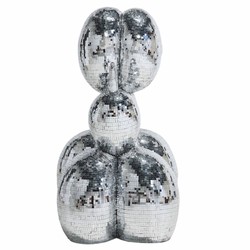 Casa Padrino Sculpture Décorative Chien Ballon Argent 130 cm - Grande Figurine Décorative