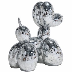 Casa Padrino Sculpture Décorative Chien Ballon Argent 130 cm - Grande Figurine Décorative