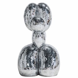 Casa Padrino Sculpture Décorative Chien Ballon Argent 130 cm - Grande Figurine Décorative