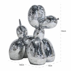 Casa Padrino Sculpture Décorative Chien Ballon Argent 130 cm - Grande Figurine Décorative