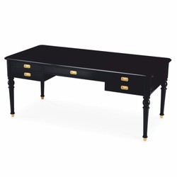 Casa Padrino bureau baroque de luxe noir / laiton 185 cm - Meubles de bureau baroque