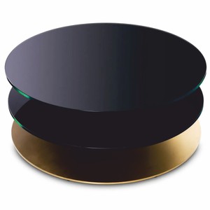 Casa Padrino Luxus Couchtisch Messing / Schwarz Ø 100 cm - Wohnzimmer Möbel