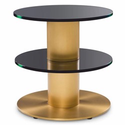 Casa Padrino Luxury Side Table Brass / Black H. 55.5 cm - Living Room Furniture
