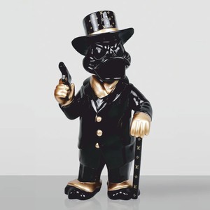 Casa Padrino Decorative Sculpture Duck Black / Gold H. 120 cm - Large Garden Decorative Figure