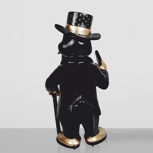 Casa Padrino Deko Skulptur Ente Schwarz / Gold H. 120 cm - Große Garten Deko Figur