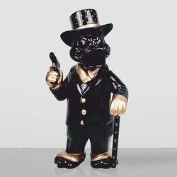 Casa Padrino Decorative Sculpture Duck Black / Gold H. 120 cm - Large Garden Decorative Figure