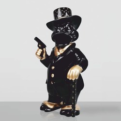 Casa Padrino Decorative Sculpture Duck Black / Gold H. 120 cm - Large Garden Decorative Figure