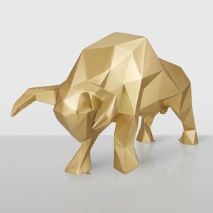 Casa Padrino escultura decorativa XXL toro oro 220 cm - Figura de jardín abstracta de tamaño natural
