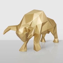 Casa Padrino escultura decorativa XXL toro oro 220 cm - Figura de jardín abstracta de tamaño natural