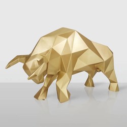 Casa Padrino escultura decorativa XXL toro oro 220 cm - Figura de jardín abstracta de tamaño natural