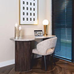 Casa Padrino scrivania di lusso con piano in marmo beige / marrone scuro 150 cm - Mobili per ufficio