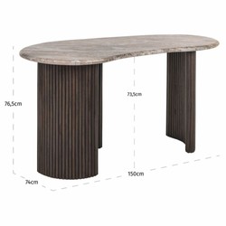 Casa Padrino scrivania di lusso con piano in marmo beige / marrone scuro 150 cm - Mobili per ufficio