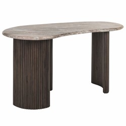 Casa Padrino scrivania di lusso con piano in marmo beige / marrone scuro 150 cm - Mobili per ufficio