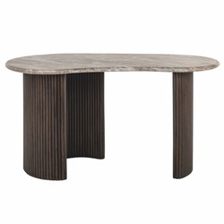 Casa Padrino scrivania di lusso con piano in marmo beige / marrone scuro 150 cm - Mobili per ufficio