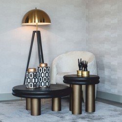 Casa Padrino Luxury Coffee Table Black / Bronze 80 cm - Luxury Living Room Furniture