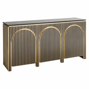 Luxus Sideboard mit 3 Türen und Marmorplatte Schwarz Gold
