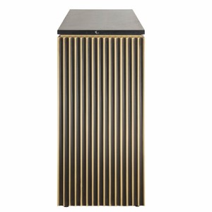 Casa Padrino Luxus Sideboard mit 3 Türen und Marmorplatte Schwarz / Gold 160 cm