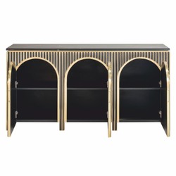 Casa Padrino buffet de luxe avec 3 portes et plateau en marbre noir / or 160 cm