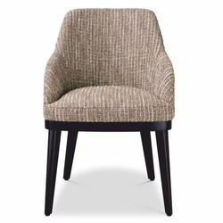 Casa Padrino Luxury Dining Chair with Armrests Beige / Black H. 79 cm - Dining Room Furniture