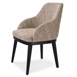 Casa Padrino Luxury Dining Chair with Armrests Beige / Black H. 79 cm - Dining Room Furniture
