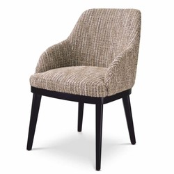 Casa Padrino Luxury Dining Chair with Armrests Beige / Black H. 79 cm - Dining Room Furniture