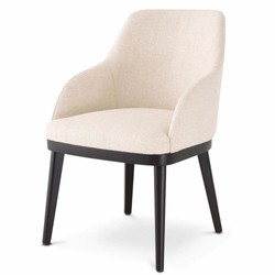 Casa Padrino silla de comedor de lujo con reposabrazos natural / negro Al. 79 cm