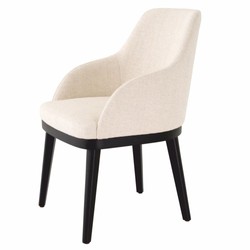 Casa Padrino silla de comedor de lujo con reposabrazos natural / negro Al. 79 cm